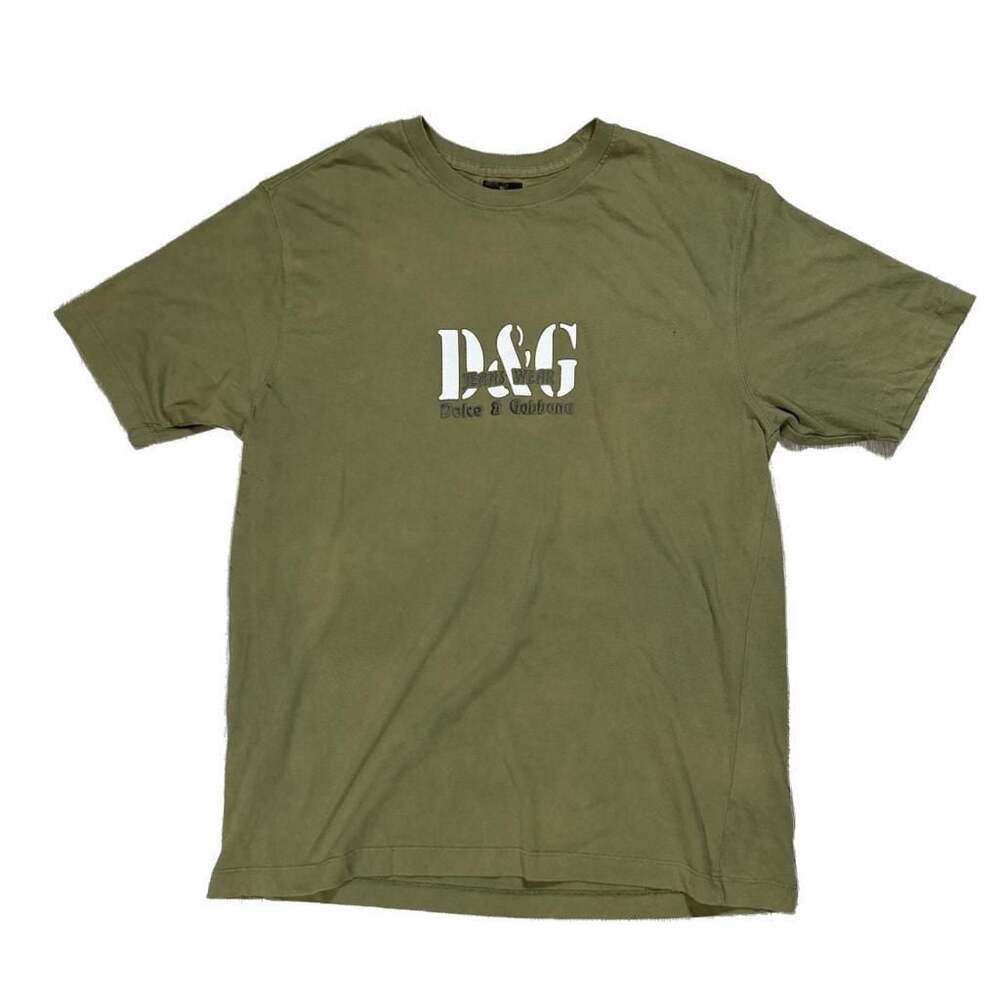 Vintage Dolce & Gabbana Jeans Wear Olive Green Graphic T-Shirt Y2K